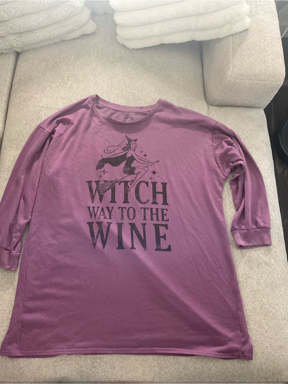 Celebrate It Purple Graphic Chemise Nightshirt - "Witch Way to the Wine"